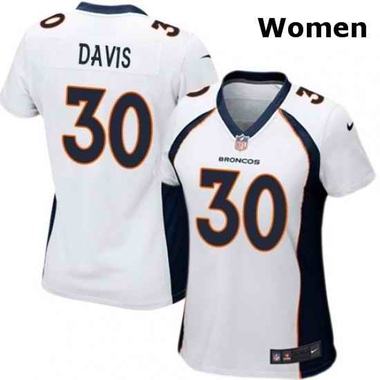 Womens Nike Denver Broncos 30 Terrell Davis Game White NFL Jersey